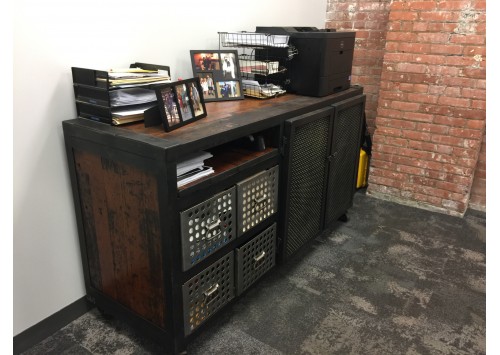 JASON WEIN OFFICE CONSOLE W/ PERFORATED DRAWERS